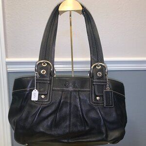 Coach Leather Shoulder Bag- Black